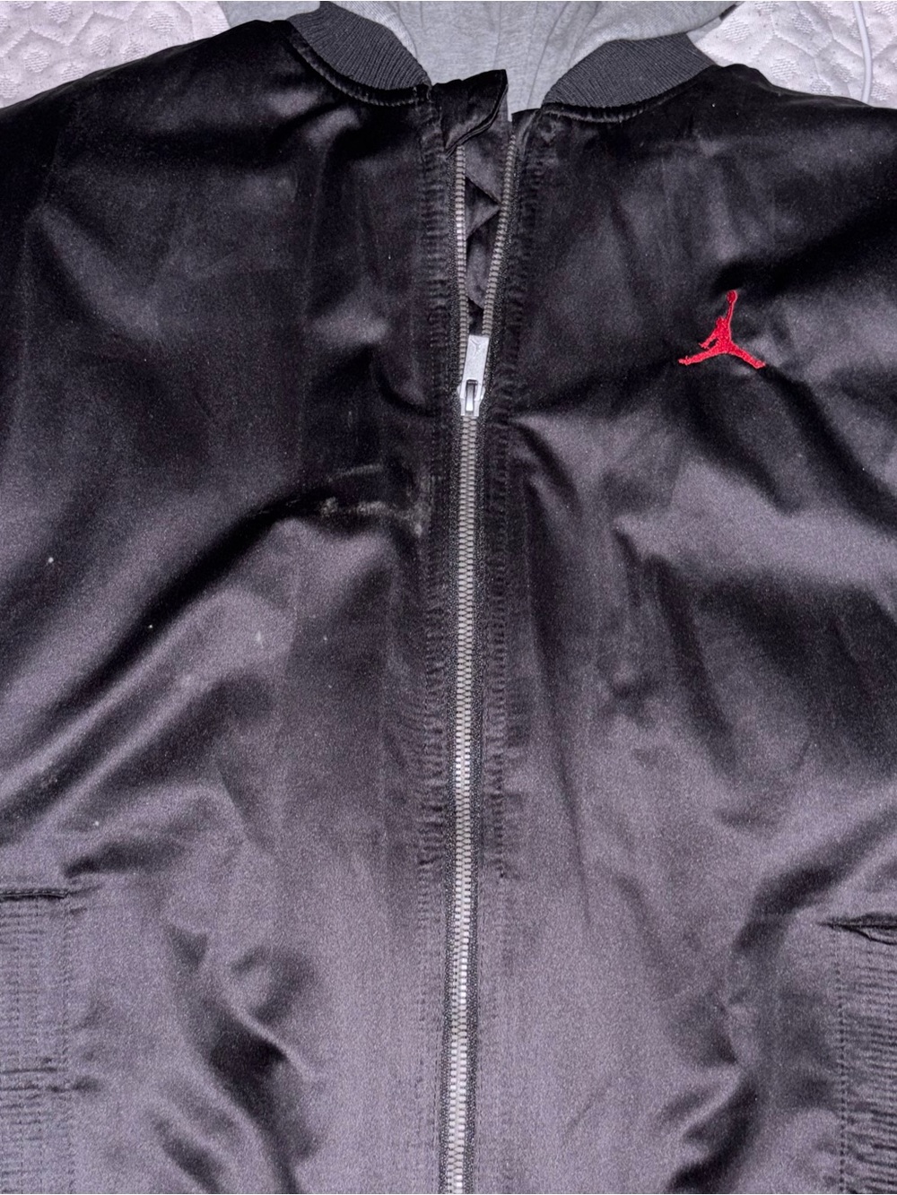 Jordan Black Bomber Jacket with Red Jumpman Embroidery
